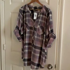Torrid sz 4 multi check plaid purple blouse
